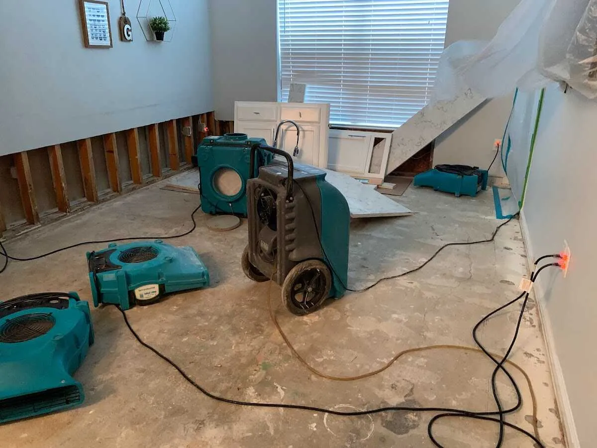Dehumidifier in flood-cut room for Water Damage Restoration in Sedona